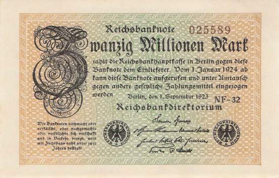 20 Millionen Mark 1923